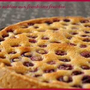 Tarte aux framboises déguisée en pâquerette