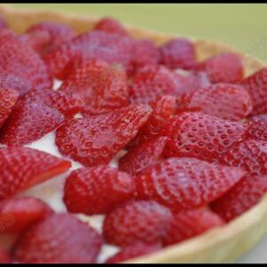 Tarte aux fraises sur crème de nougat