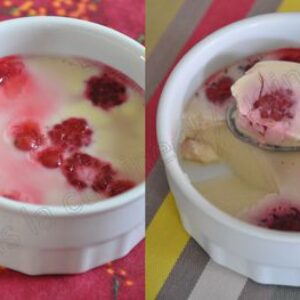 Crème aux oeufs aux framboises